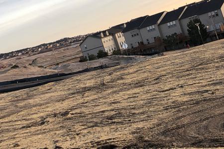 Seed and straw crimp and silt fence at this project in Monument, Colorado
