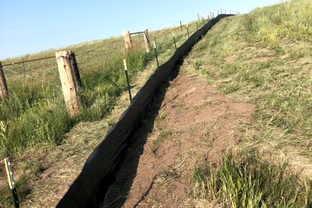 Silt fence installed in Black Forest, Colorado for the start of new construction