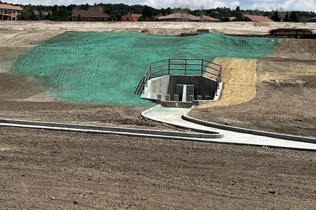 Hydro Seeded and area in Monument, Colorado and installed erosion control blankets to stop the erosion