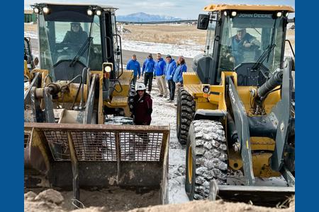 The team is ready to get to work and the homeowners wanted a view from the high seat