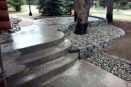 Segmental retaining wall Monument, Colorado. Built a segmental retaining wall to hold up a new flagstone patio.