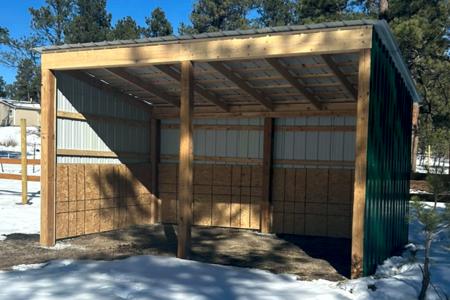 Lean-to built in Colorado Springs to protect the horses from weather